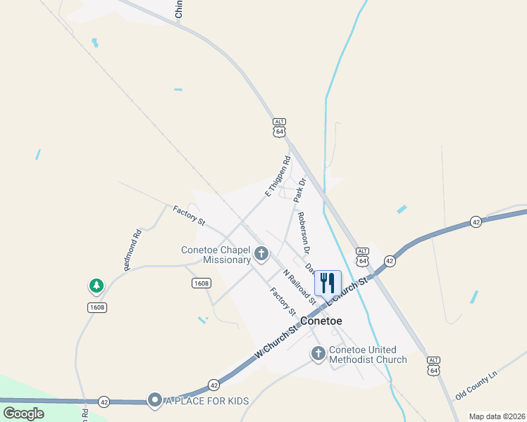 map of restaurants, bars, coffee shops, grocery stores, and more near 116-118 East Thigpen Road in Tarboro