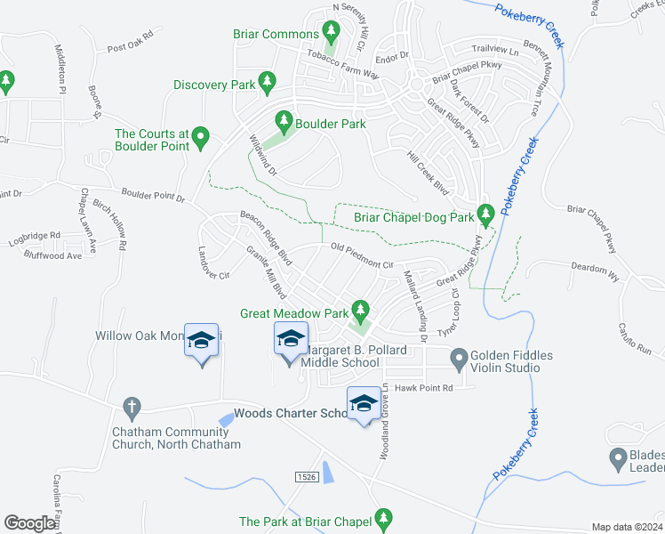 map of restaurants, bars, coffee shops, grocery stores, and more near Juneberry Drive in Chapel Hill
