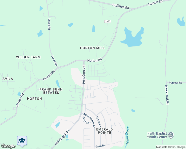 map of restaurants, bars, coffee shops, grocery stores, and more near 1633 Old Knight Road in Knightdale