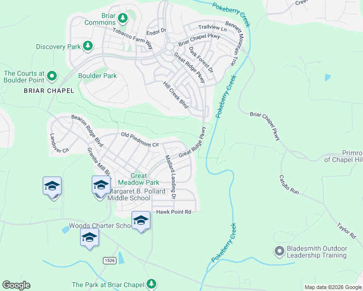 map of restaurants, bars, coffee shops, grocery stores, and more near 91 Old Piedmont Circle in Chapel Hill
