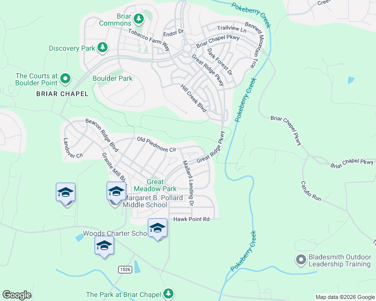 map of restaurants, bars, coffee shops, grocery stores, and more near 91 Old Piedmont Circle in Chapel Hill
