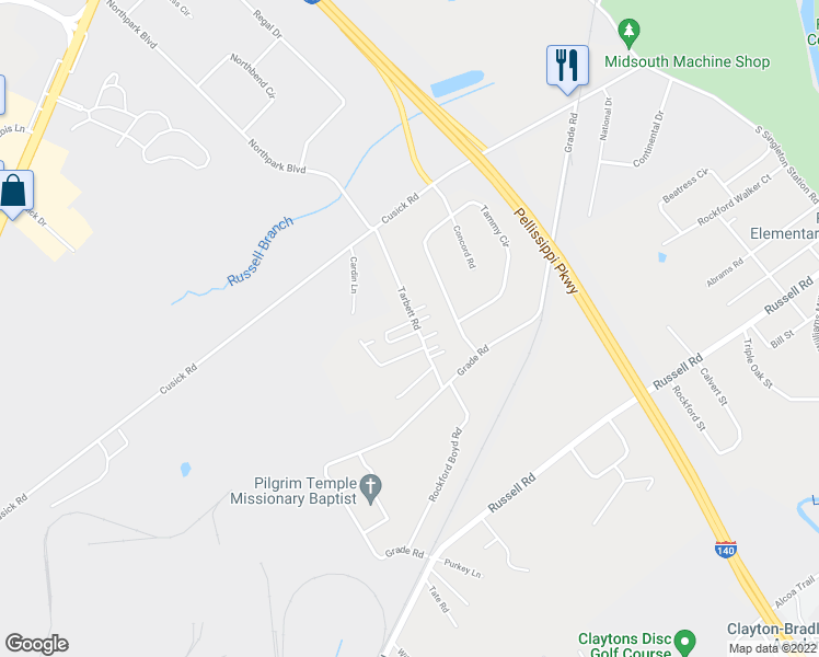 map of restaurants, bars, coffee shops, grocery stores, and more near 310 Agate Circle in Maryville