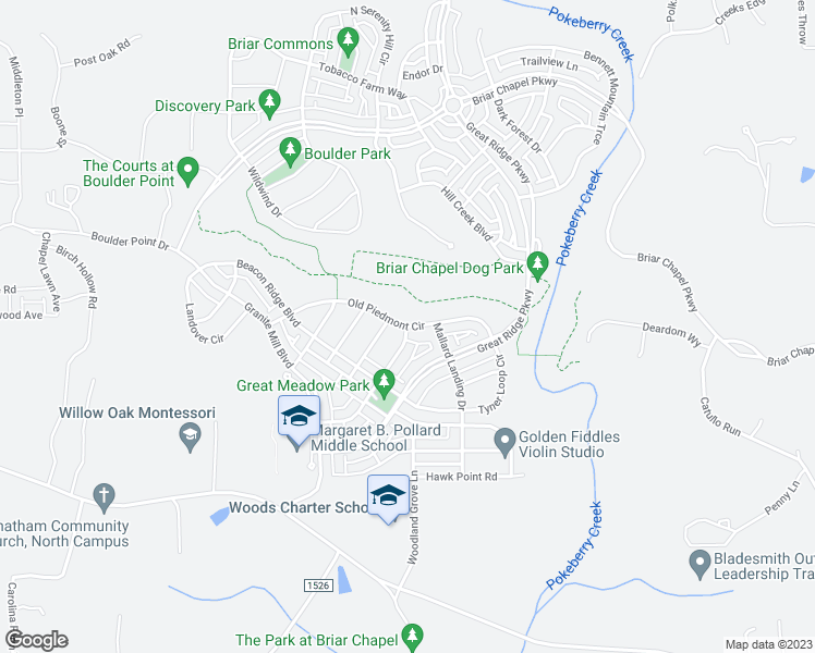 map of restaurants, bars, coffee shops, grocery stores, and more near 91 Old Piedmont Circle in Chapel Hill