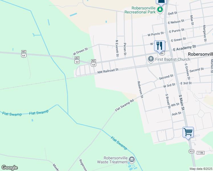map of restaurants, bars, coffee shops, grocery stores, and more near in Robersonville