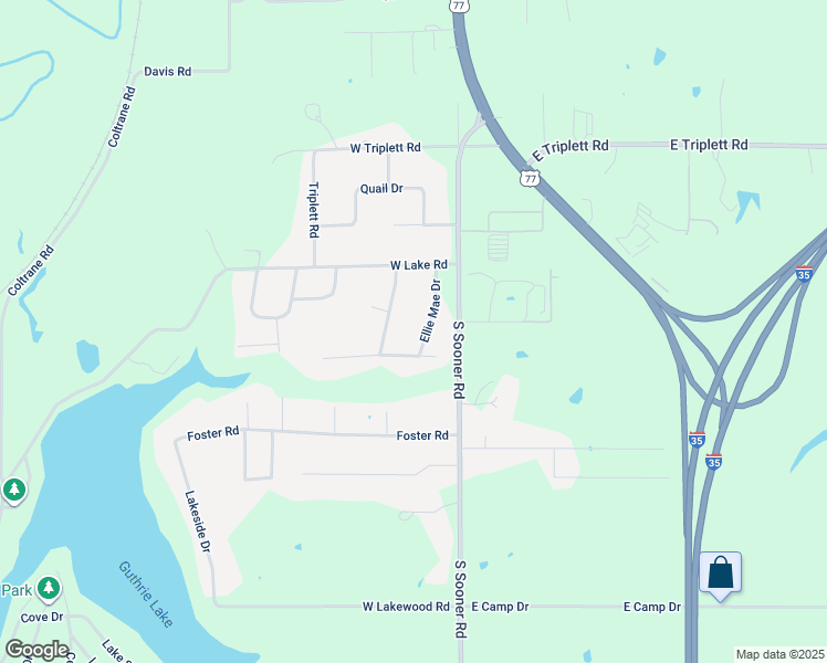 map of restaurants, bars, coffee shops, grocery stores, and more near 5420 Ellie Mae Drive in Guthrie