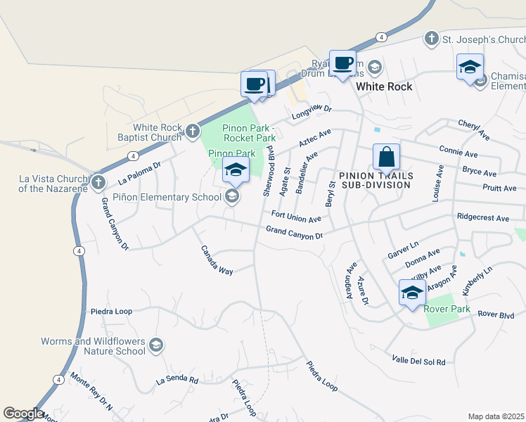 map of restaurants, bars, coffee shops, grocery stores, and more near Sherwood Boulevard in White Rock