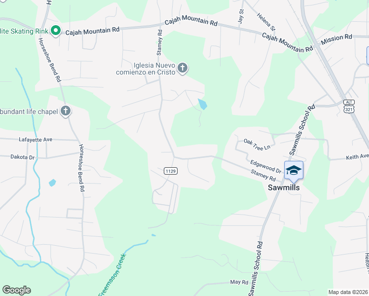 map of restaurants, bars, coffee shops, grocery stores, and more near 2088 Stamey Road in Hudson