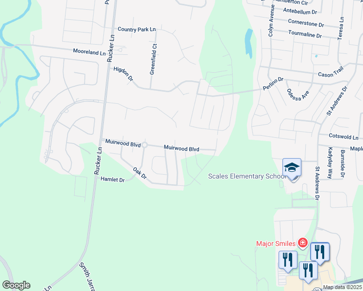 map of restaurants, bars, coffee shops, grocery stores, and more near 3900 Faithway Drive in Murfreesboro