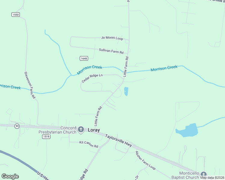 map of restaurants, bars, coffee shops, grocery stores, and more near 193 Little Farm Road in Statesville