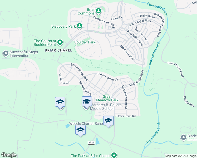 map of restaurants, bars, coffee shops, grocery stores, and more near 64 Juneberry Drive in Chapel Hill