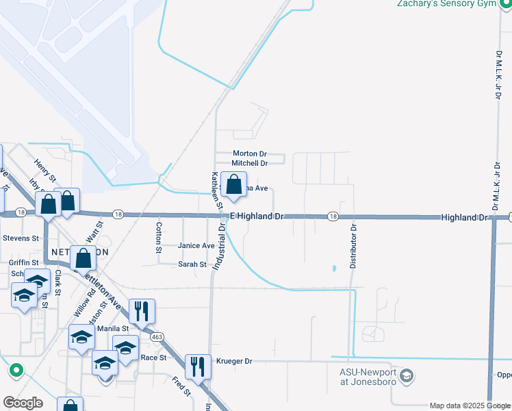 map of restaurants, bars, coffee shops, grocery stores, and more near 4808 East Highland Drive in Jonesboro