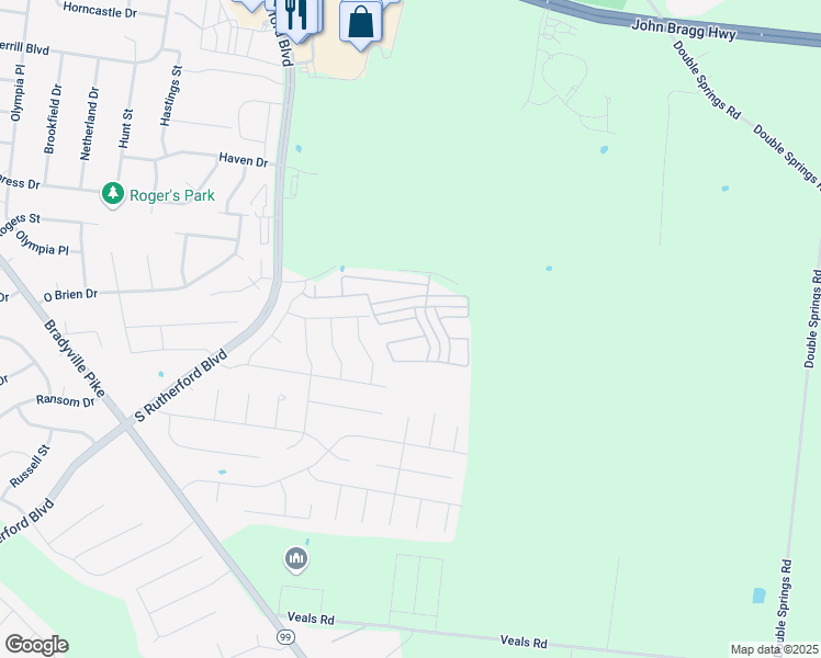 map of restaurants, bars, coffee shops, grocery stores, and more near 1979 Gateland Drive in Murfreesboro