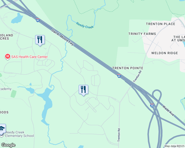 map of restaurants, bars, coffee shops, grocery stores, and more near 801 SAS Campus Drive in Cary