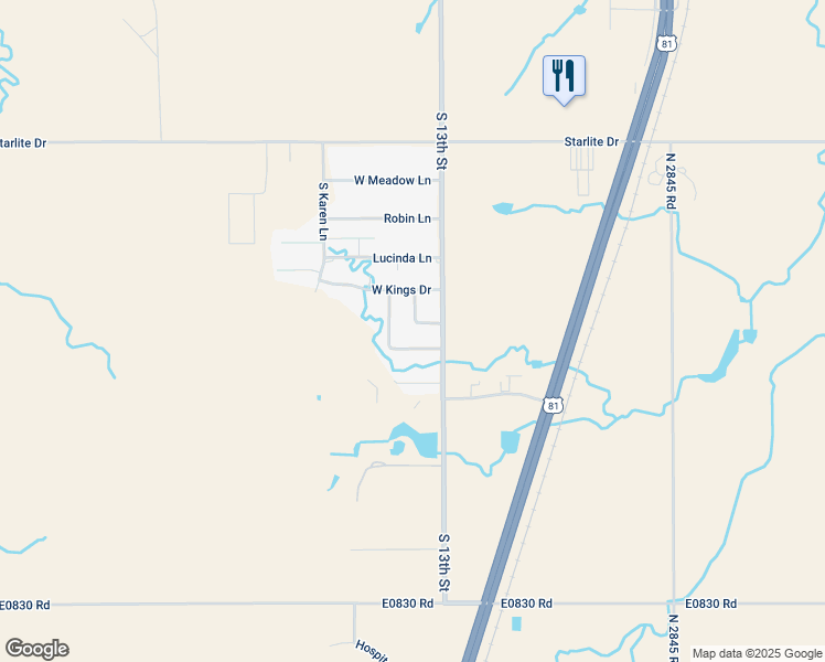 map of restaurants, bars, coffee shops, grocery stores, and more near 809 Dawn Avenue in Kingfisher