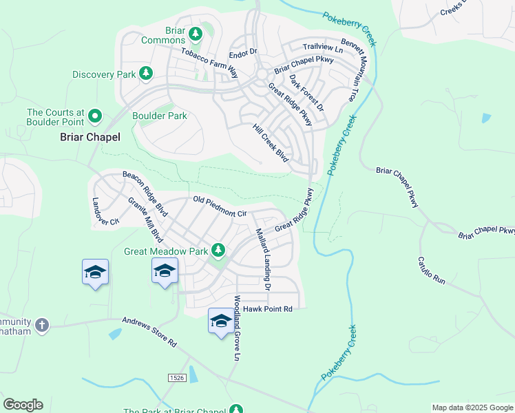 map of restaurants, bars, coffee shops, grocery stores, and more near 132 Old Piedmont Circle in Chapel Hill