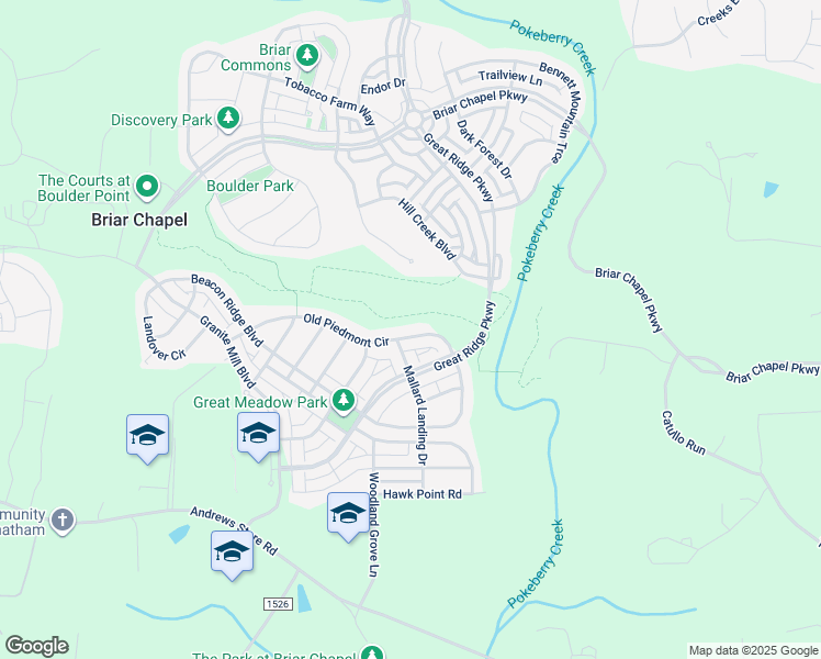 map of restaurants, bars, coffee shops, grocery stores, and more near 120 Old Piedmont Circle in Chapel Hill