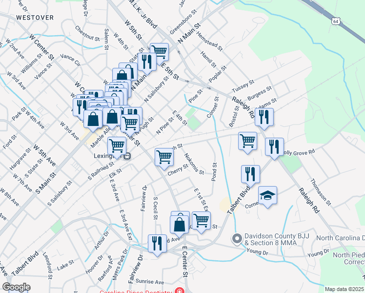 map of restaurants, bars, coffee shops, grocery stores, and more near 200 Nokomis Street in Lexington