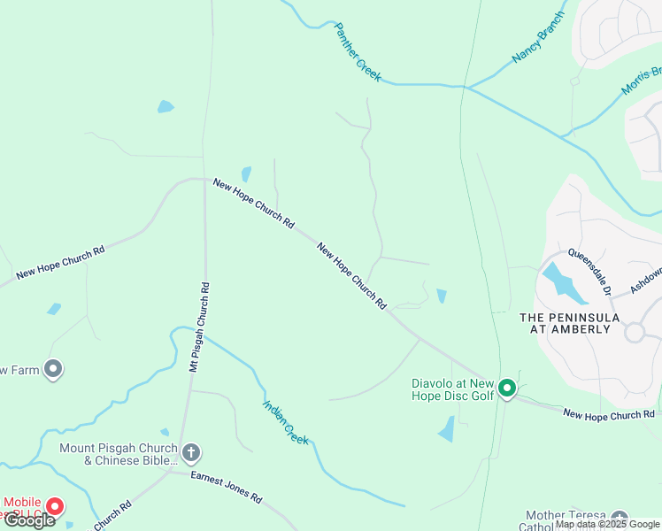 map of restaurants, bars, coffee shops, grocery stores, and more near 1912 New Hope Church Road in Apex