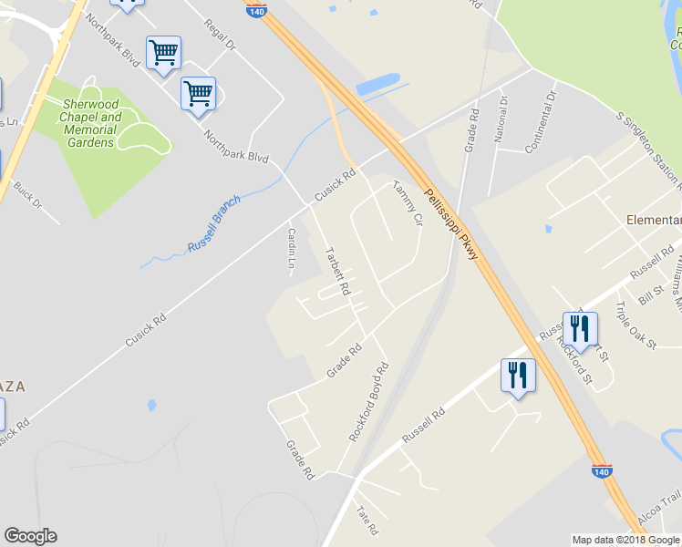 map of restaurants, bars, coffee shops, grocery stores, and more near 510 Jade Lane in Maryville