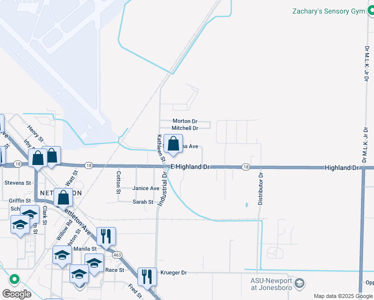 map of restaurants, bars, coffee shops, grocery stores, and more near 4808 East Highland Drive in Jonesboro