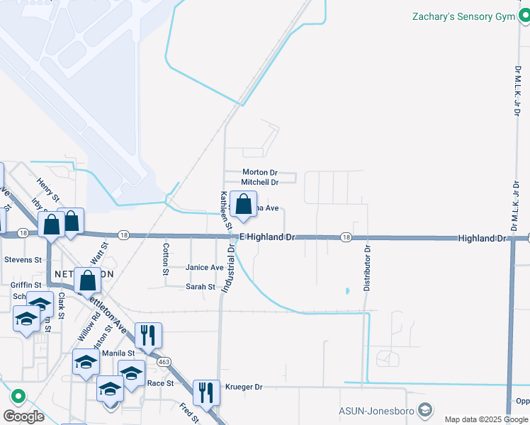 map of restaurants, bars, coffee shops, grocery stores, and more near 4811 Samantha Avenue in Jonesboro