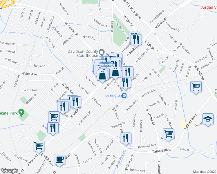 map of restaurants, bars, coffee shops, grocery stores, and more near 17 East 2nd Avenue in Lexington