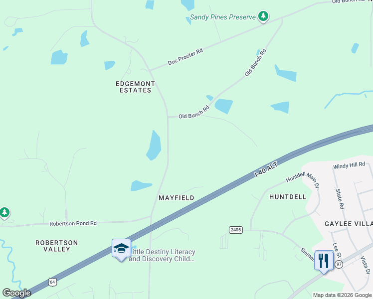 map of restaurants, bars, coffee shops, grocery stores, and more near 7141 Beaman Court in Wendell