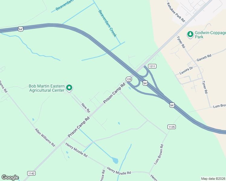 map of restaurants, bars, coffee shops, grocery stores, and more near 2610 Prison Camp Road in Williamston