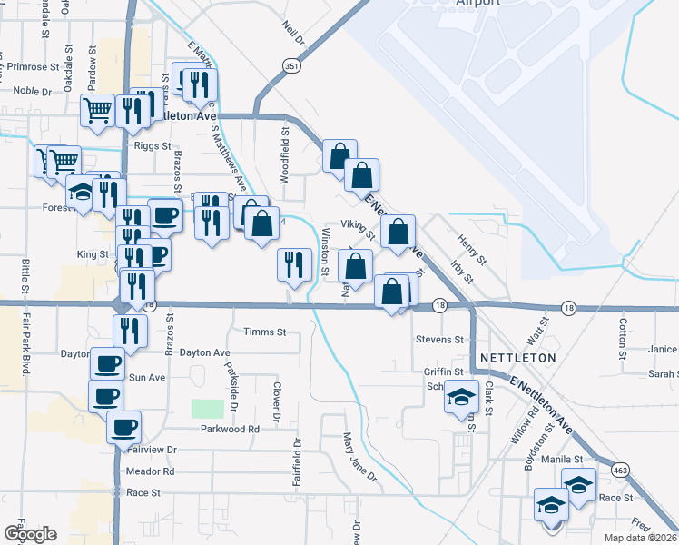 map of restaurants, bars, coffee shops, grocery stores, and more near 1801 National Road in Jonesboro