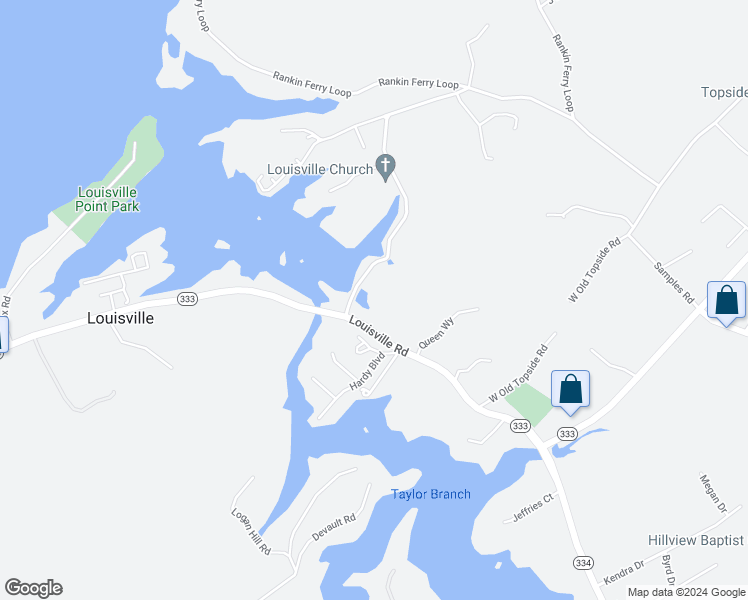 map of restaurants, bars, coffee shops, grocery stores, and more near 2925 Louisville Boatdock Road in Louisville