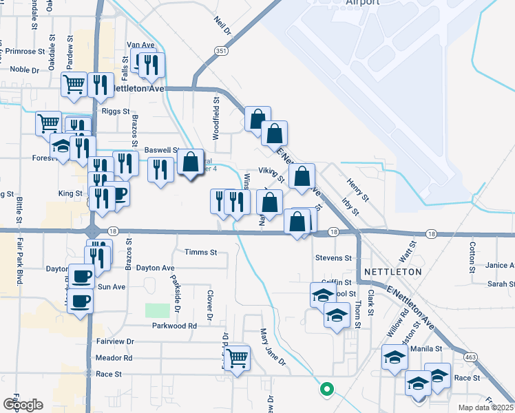 map of restaurants, bars, coffee shops, grocery stores, and more near 1801 National Road in Jonesboro