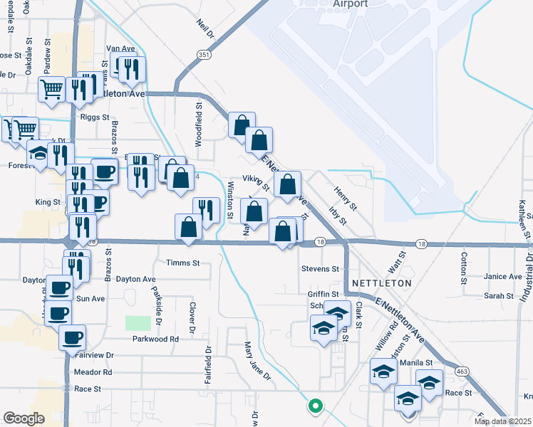 map of restaurants, bars, coffee shops, grocery stores, and more near 1808 Fairlane Avenue in Jonesboro