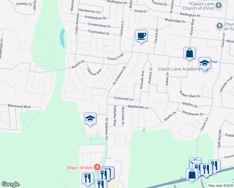 map of restaurants, bars, coffee shops, grocery stores, and more near 2118 Tabasco Way in Murfreesboro