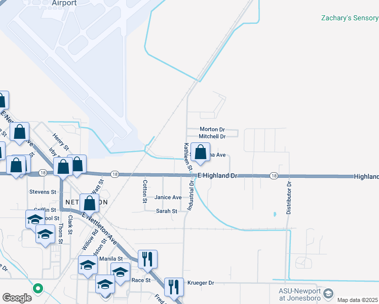 map of restaurants, bars, coffee shops, grocery stores, and more near 4700 Samantha Avenue in Jonesboro