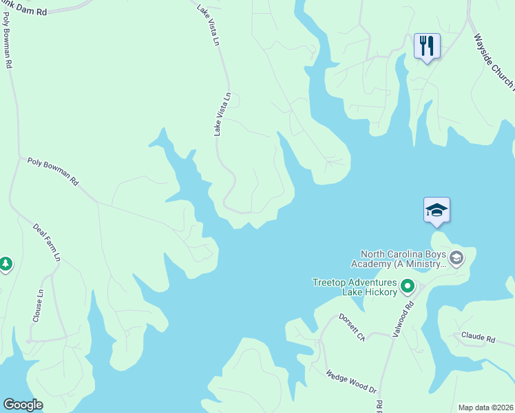 map of restaurants, bars, coffee shops, grocery stores, and more near 60 Lake Vista Place Court in Township of Taylorsville