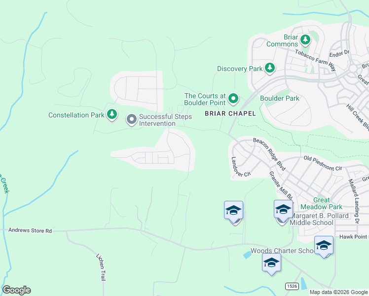 map of restaurants, bars, coffee shops, grocery stores, and more near 110 Birch Hollow Road in Chapel Hill