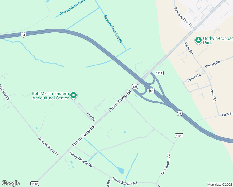 map of restaurants, bars, coffee shops, grocery stores, and more near 2610 Prison Camp Road in Williamston
