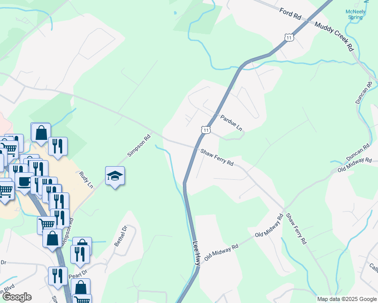 map of restaurants, bars, coffee shops, grocery stores, and more near 7077 U.S. 11 in Lenoir City