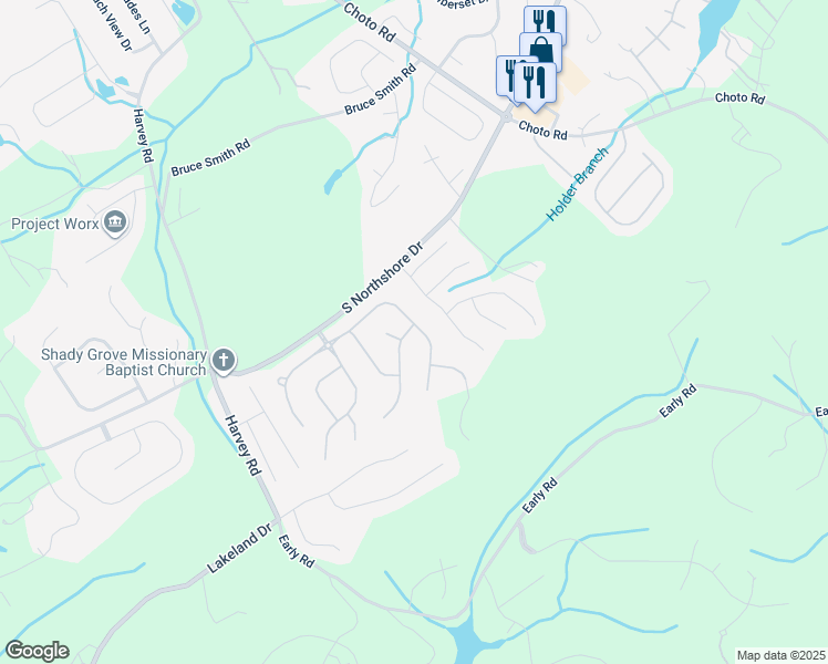 map of restaurants, bars, coffee shops, grocery stores, and more near 12655 Sailpointe Lane in Knoxville