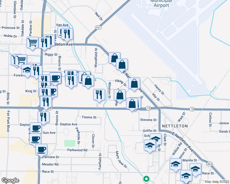 map of restaurants, bars, coffee shops, grocery stores, and more near 1801 National Rd in Jonesboro