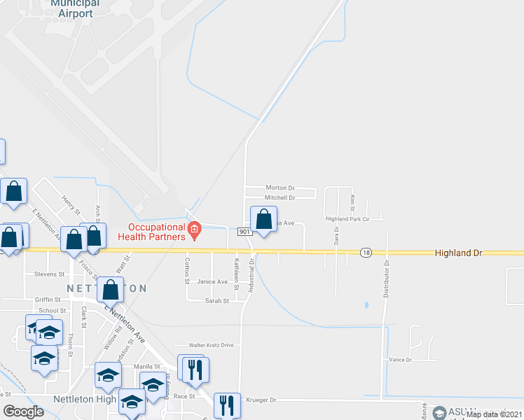map of restaurants, bars, coffee shops, grocery stores, and more near 1810 Kathleen Street in Jonesboro