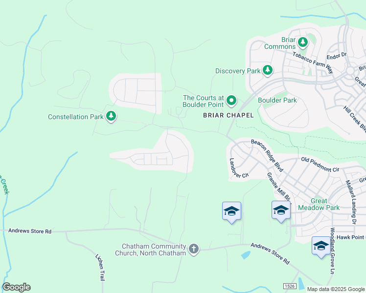 map of restaurants, bars, coffee shops, grocery stores, and more near 110 Birch Hollow Road in Chapel Hill