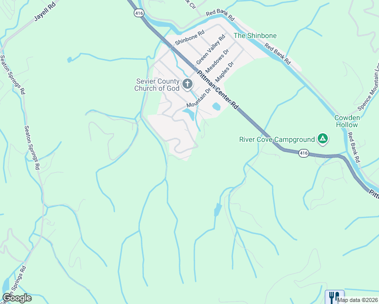 map of restaurants, bars, coffee shops, grocery stores, and more near 1608 Mitchell Farm Road in Pigeon Forge