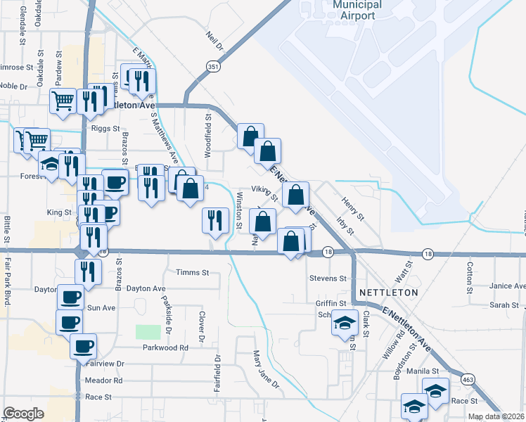 map of restaurants, bars, coffee shops, grocery stores, and more near 1801 National Road in Jonesboro