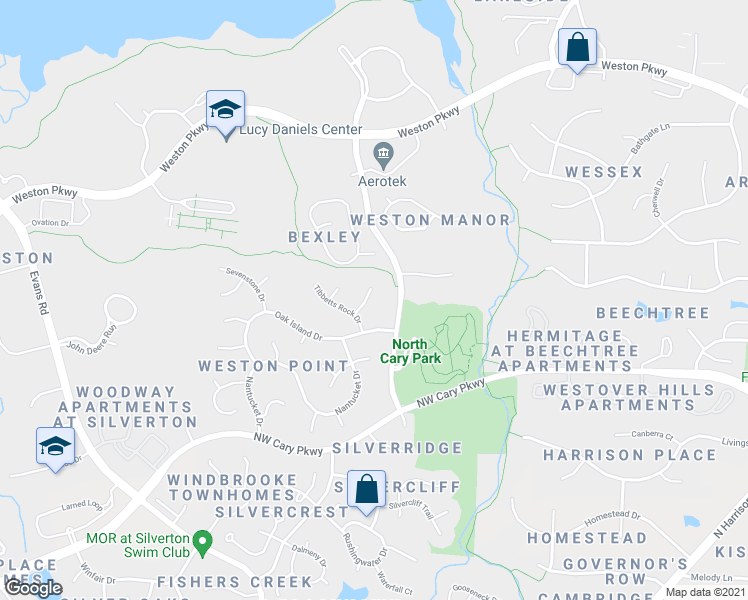 map of restaurants, bars, coffee shops, grocery stores, and more near 104 Bardsey Court in Cary