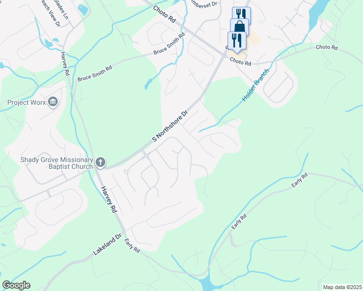 map of restaurants, bars, coffee shops, grocery stores, and more near 12729 Sailpointe Lane in Knoxville