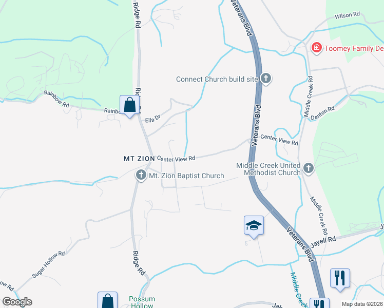 map of restaurants, bars, coffee shops, grocery stores, and more near 943 Center View Road in Sevierville