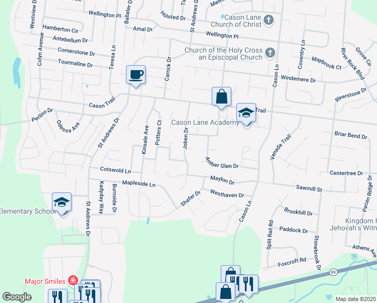 map of restaurants, bars, coffee shops, grocery stores, and more near 1823 Joben Drive in Murfreesboro