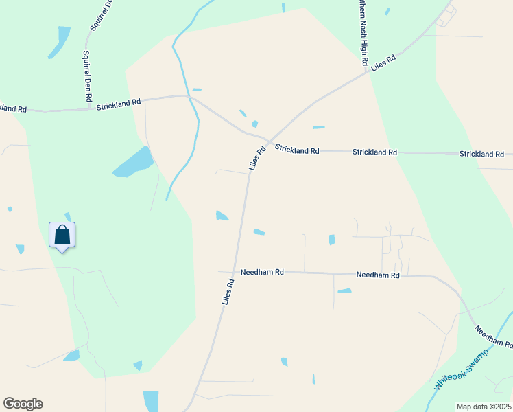map of restaurants, bars, coffee shops, grocery stores, and more near 11033 Liles Road in Bailey