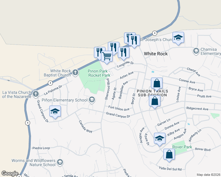 map of restaurants, bars, coffee shops, grocery stores, and more near 109 Sherwood Boulevard in White Rock